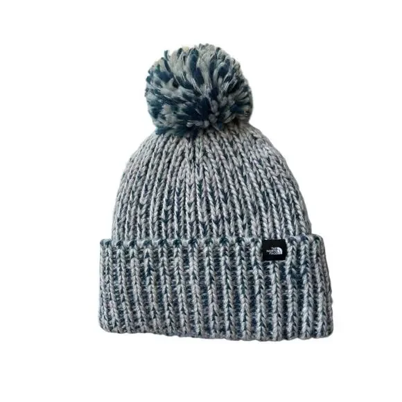 The North Face Kids White Cozy Chunky-Knit Fleece-Lined Pom-Pom Beanie One Size - Picture 2 of 5